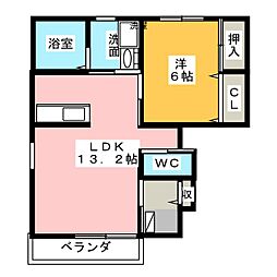 サンシャインヒルズ 1階1LDKの間取り