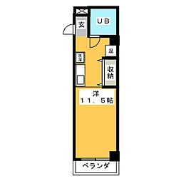 グレートホース・Ｎ 4階ワンルームの間取り
