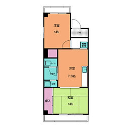 パレス西尾 2DKの間取図画像