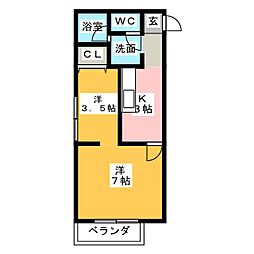 Ｌａｂｏ　Ｂ 2階2Kの間取り