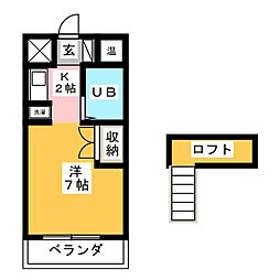 ヴァルールII 3階1Kの間取り