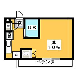フロイデミーツ5 ワンルームの間取図画像