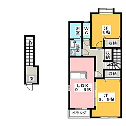 オアシス・せと 2LDKの間取図画像