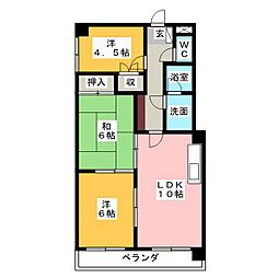 アサヒビル 3LDKの間取図画像