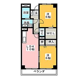 コンフォールコートK 2LDKの間取図画像