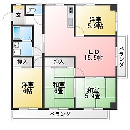 サンライトマンション147 4LDKの間取図画像