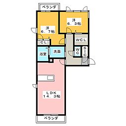 クオリスタ 2LDKの間取図画像