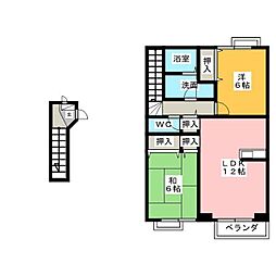 ミレニアム・サンE 2LDKの間取図画像
