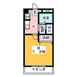 セジュール矢形 1Kの間取図画像