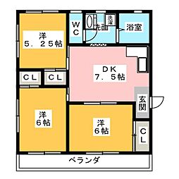 菜の花3 3DKの間取図画像