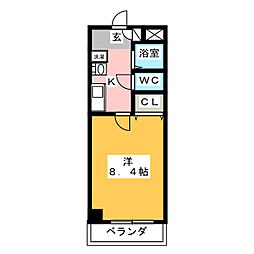 グレイスハルオカ 1Kの間取図画像