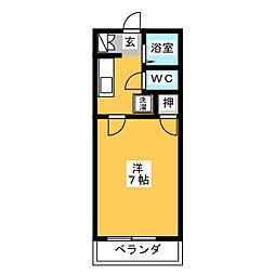 リバーサイドジュネスB 1Kの間取図画像