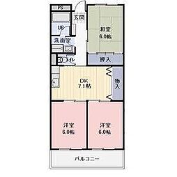 リンピアゆたか 3DKの間取図画像