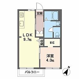 コートヴィレッジジュンA棟 1LDKの間取図画像