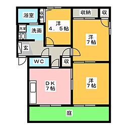 旭前フレグランスB 3DKの間取図画像