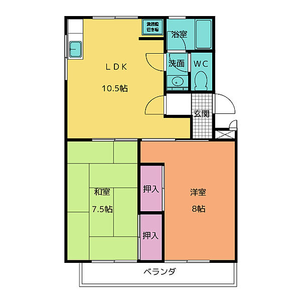 箕ノ手ハイツ　Ｂ棟 ｜愛知県日進市赤池町箕ノ手(賃貸マンション2LDK・2階・57.00㎡)の写真 その2