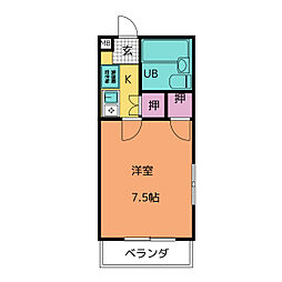 ピュアササキ 1Kの間取図画像