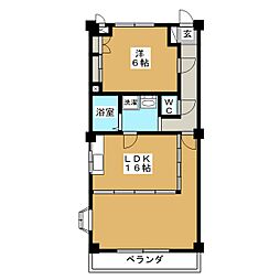 三徳香久山 1階1LDKの間取り