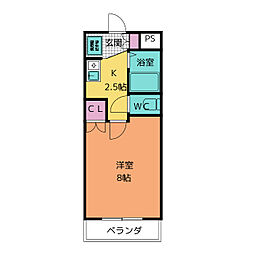 幸希ビル 3階1Kの間取り