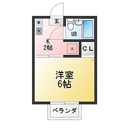 シティハイムグリーン 1Kの間取図画像