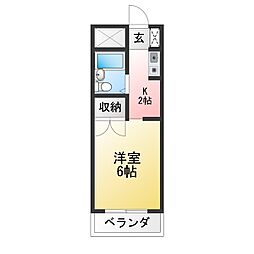 レイクサイドカトー ワンルームの間取図画像
