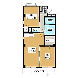 ラフォーレ若慎 2LDKの間取図画像