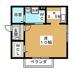 リビングタウン東郷C棟 1Kの間取図画像