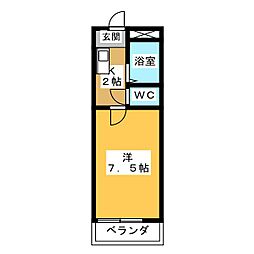サンシャインフジパート4 1Kの間取図画像