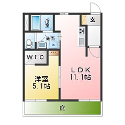 パークヒル春木台A棟 1LDKの間取図画像