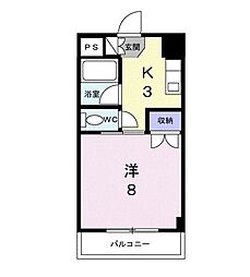 福安ビル 1Kの間取図画像