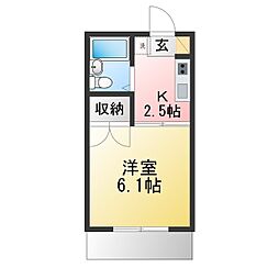 ハイツ林 1Kの間取図画像