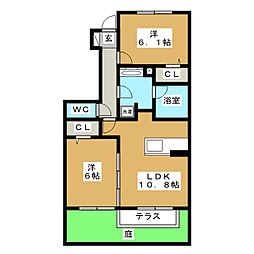 ベルネージュ2 2LDKの間取図画像