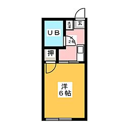 シティハイム大橋1棟 1Kの間取図画像