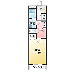 ノーブル2 1Kの間取図画像