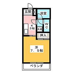 オリエンタルヒルズ 1Kの間取図画像