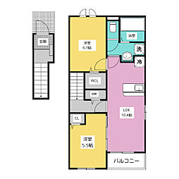サニーコートミユキC 2LDKの間取図画像