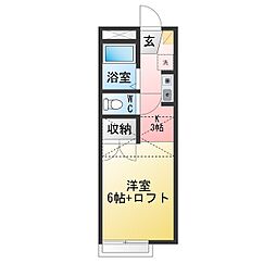 スターフィールド ワンルームの間取図画像