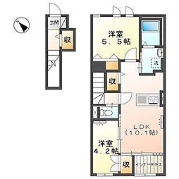 グロリア 1LDKの間取図画像