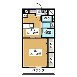 ザビーナスオブホワイト2 1DKの間取図画像