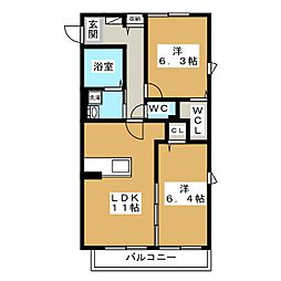 ドエルキーファ 2LDKの間取図画像