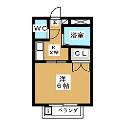 ニューボストン 1Kの間取図画像