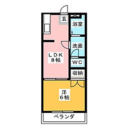 フォレスト2 1DKの間取図画像