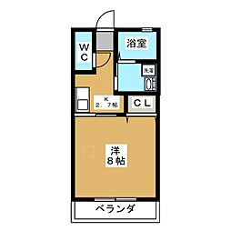 マジェスティーD 1Kの間取図画像
