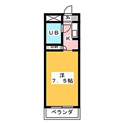 サンシャインフジパート2 1Kの間取図画像
