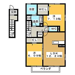 アートクレールB 2LDKの間取図画像