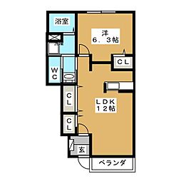 メゾン・アルモニー 1LDKの間取図画像