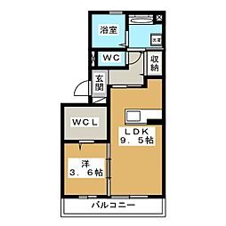 クリアトゥレスC 1LDKの間取図画像