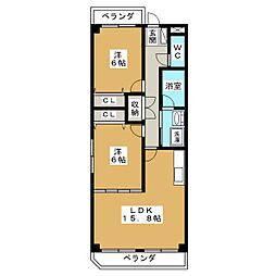 パークサイド三好ケ丘 2LDKの間取図画像