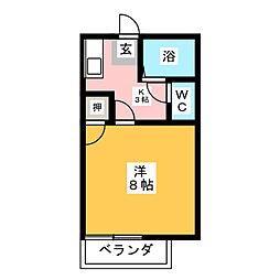 タウニー21D 1Kの間取図画像