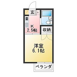 ハイツ林 1Kの間取図画像
